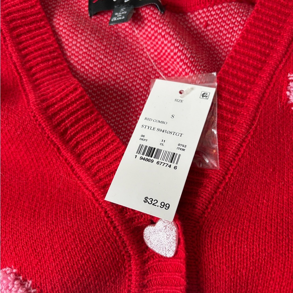 Wild Fable Red Heart Cardigan - Picture 2 of 2